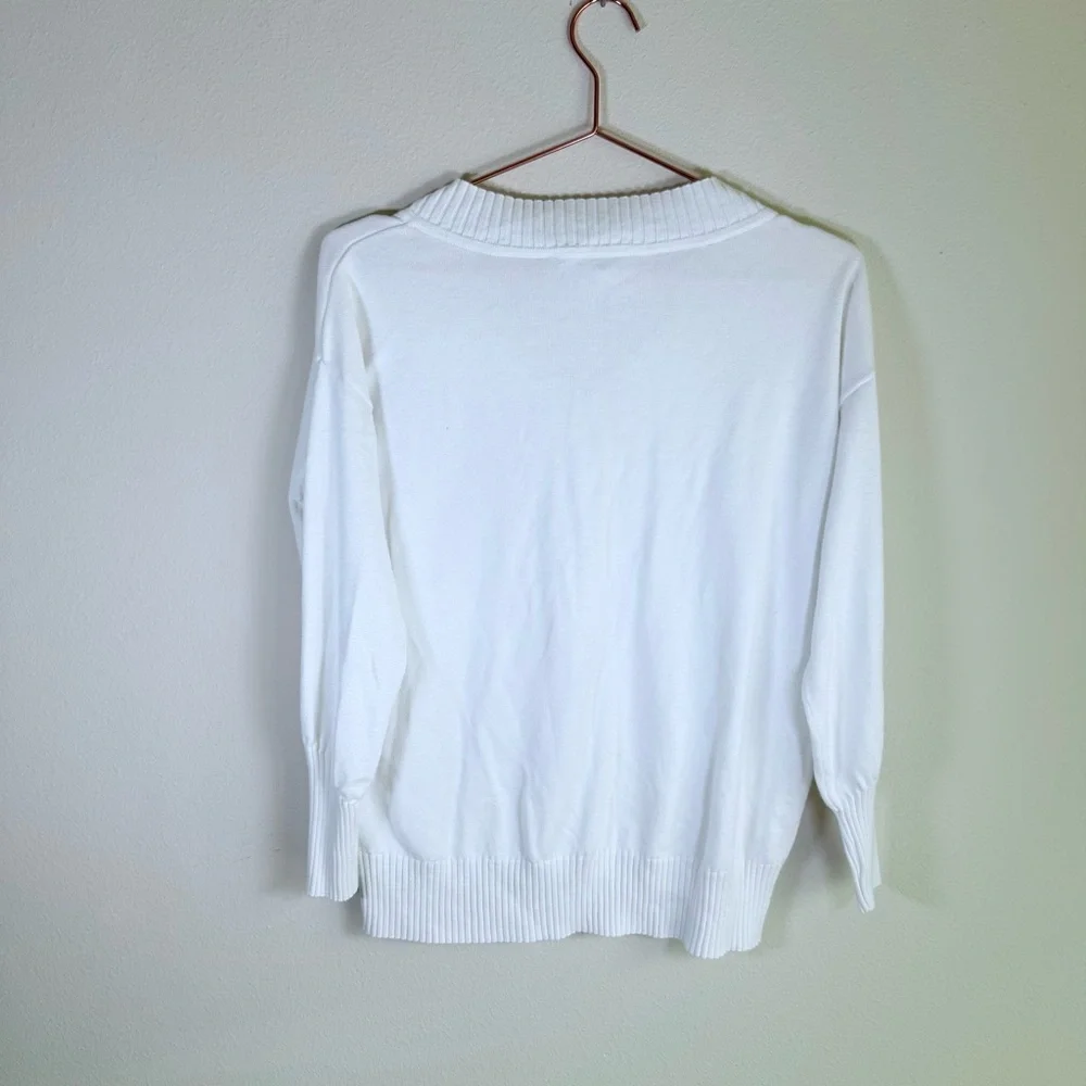 🤍✨ Vintage Y2K Esprit Organic White V-Neck Sweater – Size S ✨🤍 Oversized - Picture 3 of 4